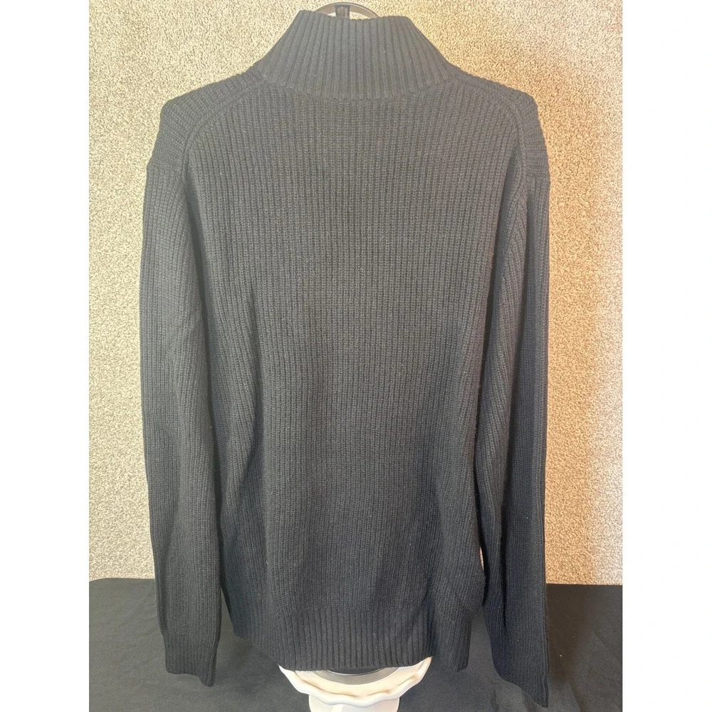 Quince Full Zip Sweater Mens L Black Mongolian Cashmere Fisherman NEW
